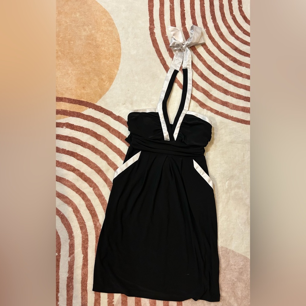 City Studio Black and White Halter Babydoll Dress